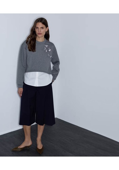 İpekyol Çift Parça Görünüm Cutout Gri Kadın Sweatshirt Iw6260091123