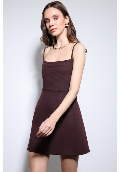 Antioch Askılı Mini Elbise Bordo