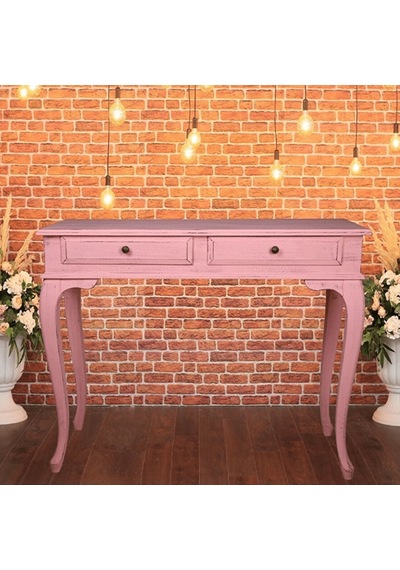 Roys Ahşap 100 Cm Çekmeceli Pembe Eskitme  Dresuar Ahşap