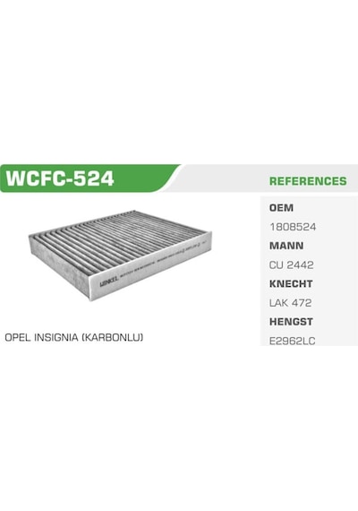 WINKEL WCFC-524 Polen Filtresi Astra J 09-12 Insignia 09-12 Zafira C 11- Merıva B 10- Cascada 1 / Aveo 11- Polen Filtresi 37845104