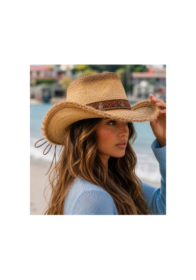 Gigi Luxe Vintage Bohem Kovboy Şapka Unisex Hasır Hasır