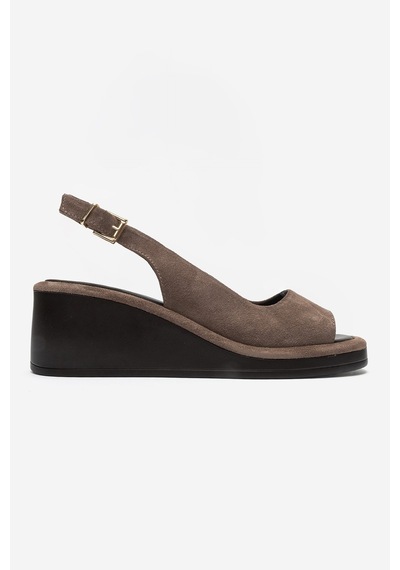 Luvi Shoes Orlena Vizon Süet Hakiki Deri Dolgu Topuklu Sandalet