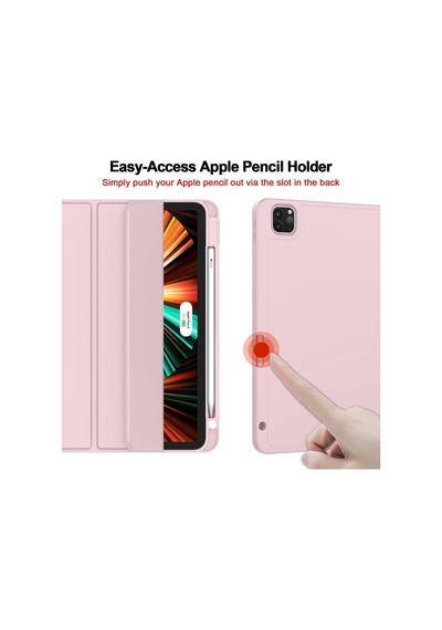 Apple Uyumlu iPad, Pro 12.9 5. Nesil 2021 Kılıf Kalem Bölmeli Smart Case