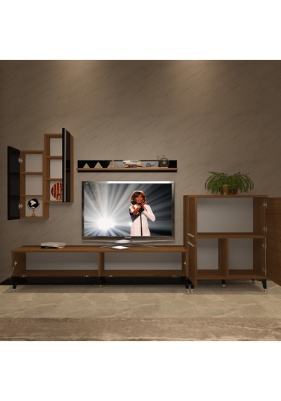 Decoraktiv Eko 6 Mdf Std Silver Tv Ünitesi Tv Sehpası Ceviz - Siyah