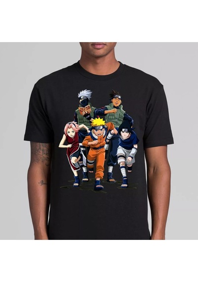 Flood Of Style Anime Desenli Unisex Bay Tişört Naruto Siyah