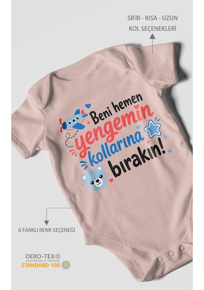 Morivokids Yengeye Özel Kısa Kollu Bebek Body %100 Pamuk Zbn150-kk Pastel Pembe