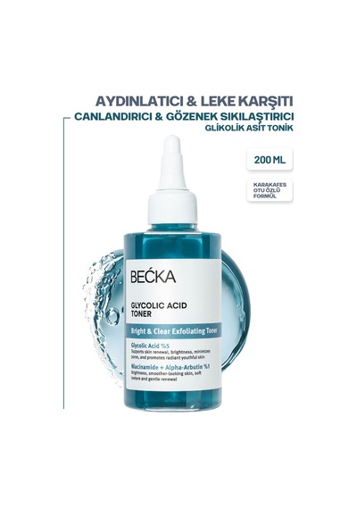 Becka Glikolik Asit Tonik Gözenek Sıkılaştırıcı Canlandırıcı Aha 200 Ml