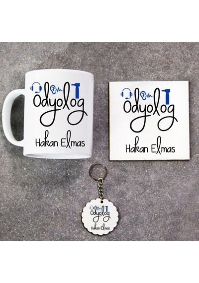Odyolog Hediye Seti Kupa Bardak+Altlık+Anahtarlık