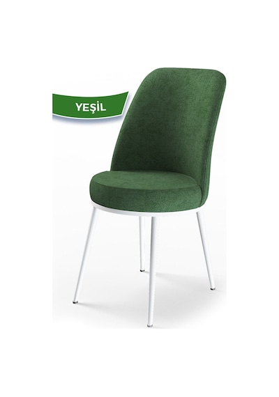 Canisa Concept Dexa Serisi, Üst Kalite Yemek Odası Sandalyesi, Metal Beyaz Iskeletli, 6 Yeşil Adet Metal, Yeşil