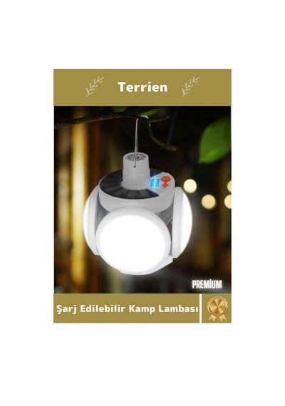 Premium Seri Solar 5 Kanatlı Pratik Güneş Enerjisi Ve Usb Şarjlı Katlanabilir Askılı Kamp Lambası