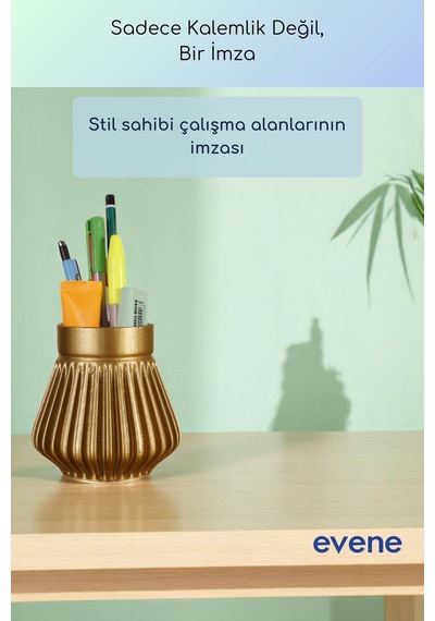 Kalemlik Masa Kalemliği Organizer Kalemlik Altın Renk Model 83 Çok Renkli