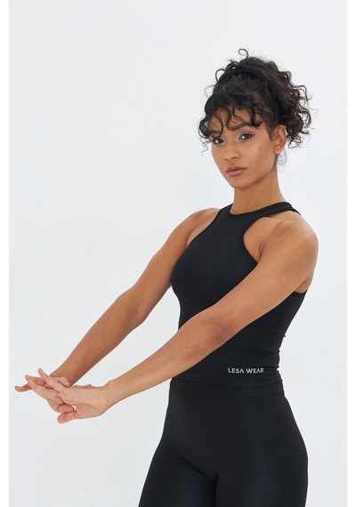 Sportempt Lesa Wear Çapraz Detaylı Basic Spor Crop Atlet Siyah