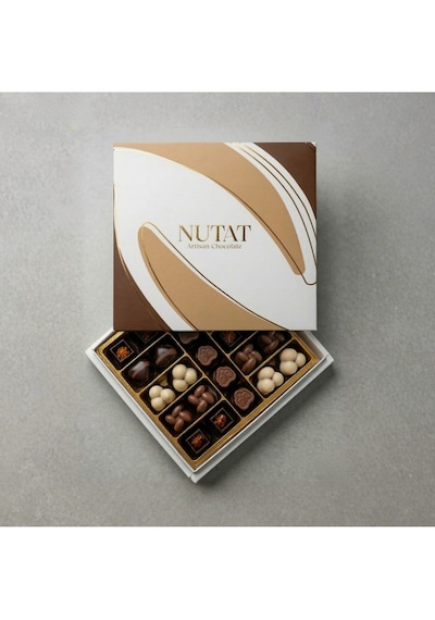 Nutat 300g Spesiyal Hediye Çikolatası - Leblebi Dolgulu & Karışık Aroma Gurme Seçki/kahverengi Pastel