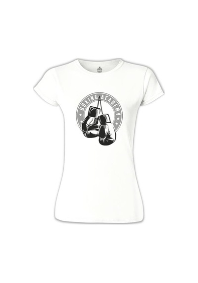 Boxing - Eldiven Beyaz Kadın Tshirt 001