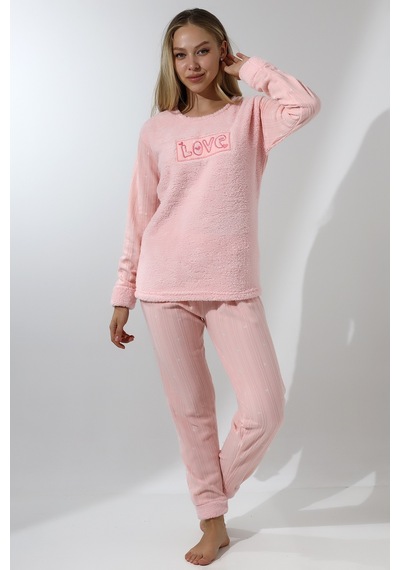 Wordex Fawn 5019 Peluş Welsoft Polar Kışlık Yumoş Kadın Pijama Takımı Love Pembe Toz Pembe Wordex Fawn 5019 Peluş Welsoft Polar Kışlık Yumoş Kadın Pijama Takımı Love Pembe Toz Pembe