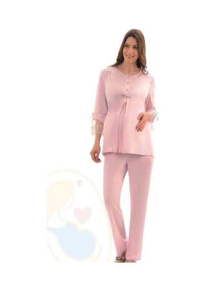 Şahnur 2191 Lohusa Hamile Kadın Pijama Takımı Pembe