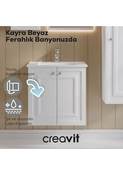 Creavit Kayra Lavabo Dolabı Kapaklı 60cm Mat Beyaz Creavit Kayra Lavabo Dolabı Kapaklı 60cm Mat Beyaz