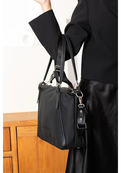 Just Polo Kadın Siyah Büyük Boy Lakost Kumaş El Ve Omuz Çantası P346037mh