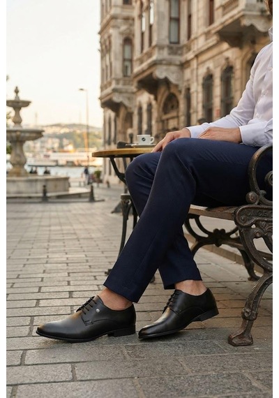 Fort 57013 Siyah Cilt Damat Ayakkabısı Takım Ayakkabısı Erkek Ayakkabı