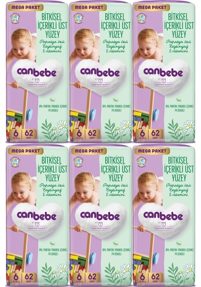 Canbebe Bebek Bezi Beden:6 15-27kg Exstra Large 372 Adet Mega 6 Numara