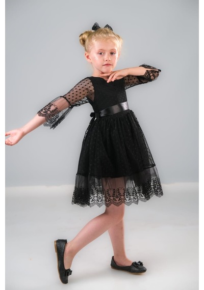 Mnk Baby & Kids Dream Luxury Dantel Kız Çocuk Elbise Mnk0327 Siyah