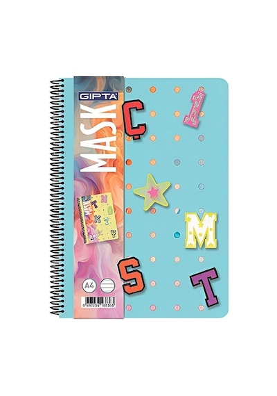 Gıpta Mask Spiralli Pp Kapak A4 72 Yaprak Çizgili Defter 3-7820000-2011 Çok Renkli