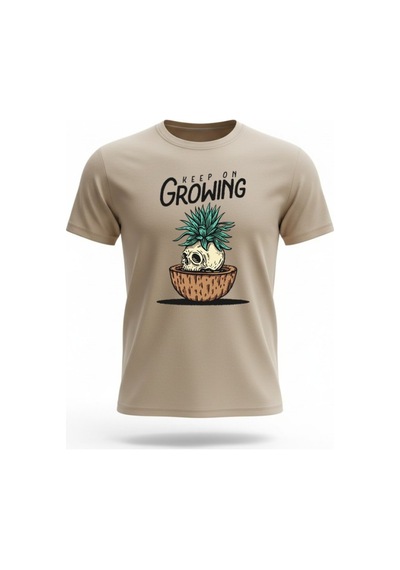 Urbantrendstore Unisex Keep On Growing Oversize Fit Rahat Geniş Salaş T-shirt Günlük Tişört Bej