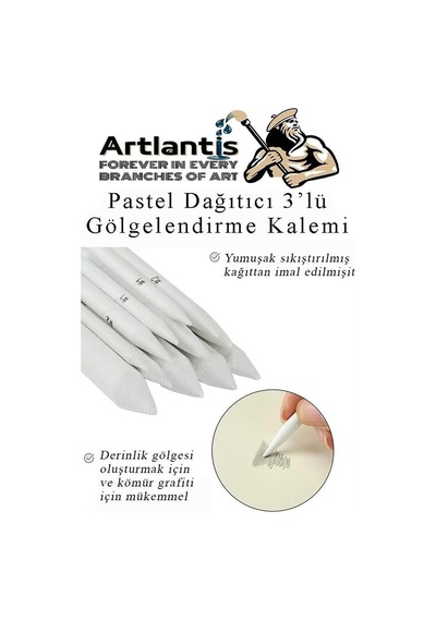 Pastel Dağıtıcı Gölgelendirme Kalemi 3 Lü 1 Paket Kaynaştırma Kalemi Kara Kalem Dağıtıcı Kalem Kağıt Kalem