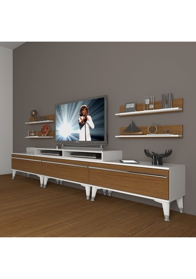 Decoraktiv Ekoflex 270r Mdf Silver Tv Ünitesi Tv Sehpası Beyaz - Ceviz
