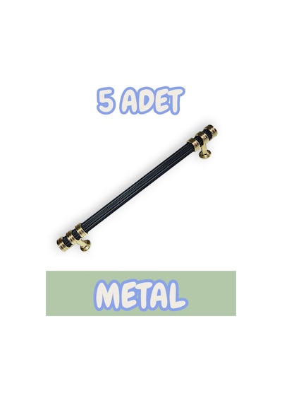 Çizgili Nesli Alüminyum Metal Lüks Modern Mobilya Çekmece Mutfak Dolabı Kulpu Siyah-altın 96mm 5 Adet Siyah - Altın