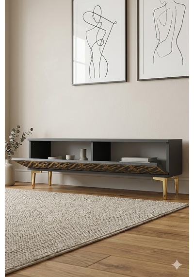 Tsa1238ag Arex Tv Sehpası Antrasit-gold 120cm