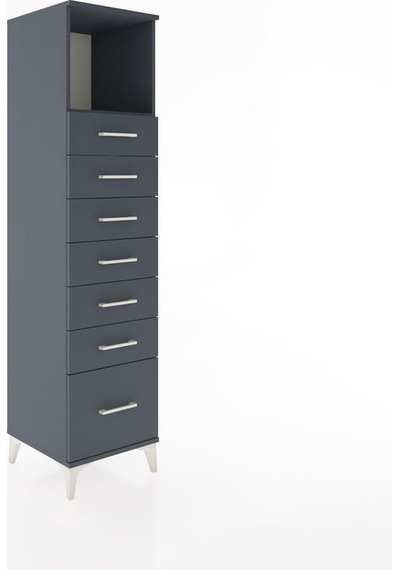 Hyperion Dolap Tek Raflı 7 Çekmeceli 44x44x182 Antrasit-antrasit Antrasit