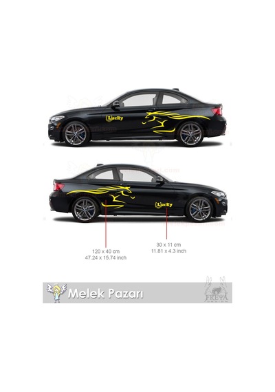 Yarış Atı Araba Çamurluk Sticker. At Nalı Lucky Oto Çıkartma