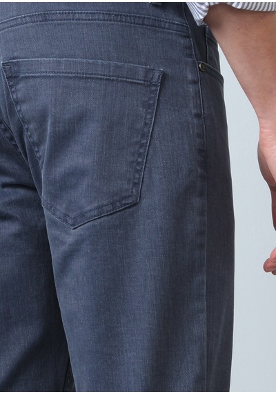 Ramsey Gri Düz Slim Fit Denim Pamuk Karışımlı Pantolon