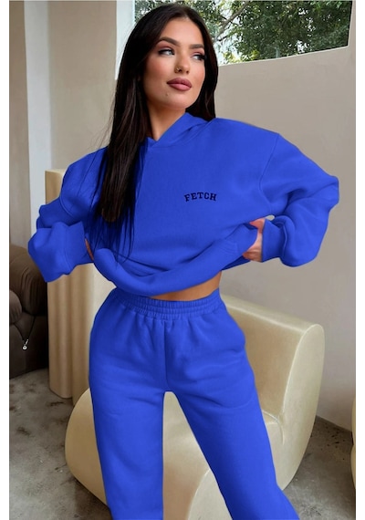 Fetch Eşofman Takımı Sweatshirt Jogger - Sax Mavi Baskılı Oversize Şardonlu Kapüşonlu Lacivert Fetch Eşofman Takımı Sweatshirt Jogger - Sax Mavi Baskılı Oversize Şardonlu Kapüşonlu Lacivert