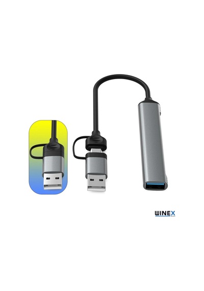 Winex 4in1 UsbA ve Type-C To UsbA 3.01 Çoklayıcı Hub Adaptör