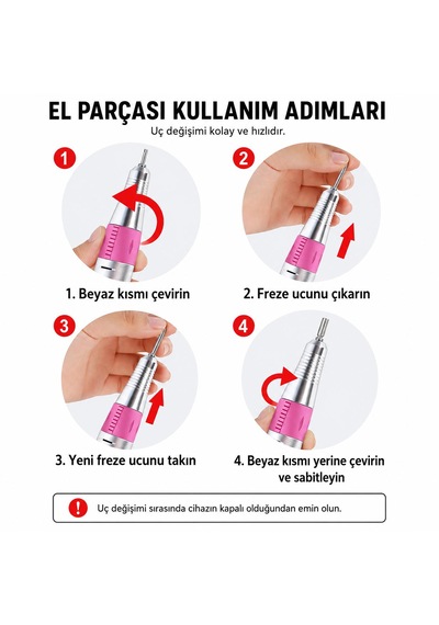 Elektirikli Törpü Makinesi Profesyonel Manikür Protez Tırnak Törpü Ayak Pedallı 6 Uçlu 6 Zımparalı