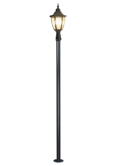 236 Cm Altıgen Direkli Bahçe Armatürü - Bahçe Lambası - Siyah