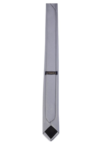 Hatemoğlu Gri Düz Klasik Micro Kravat 261810Etc003 007 Gri