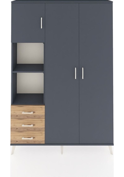Arges Dolap 6 Raflı 3 Çekmeceli Tek Askılı 132x30x195 Antrasit-antrasit/çam Antrasıt/atlas Çam Arges Dolap 6 Raflı 3 Çekmeceli Tek Askılı 132x30x195 Antrasit-antrasit/çam Antrasıt/atlas Çam