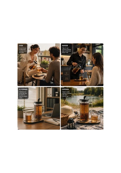 Deinhaus Boncuk Desenli Plastik French Press Hafif & Dayanıklı Çay Ve Kahve Demleme Aparatı Çok Renkli