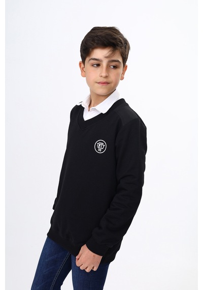 Toontoy Kids Toontoy Erkek Çocuk Okul Baskılı Sweatshirt Siyah