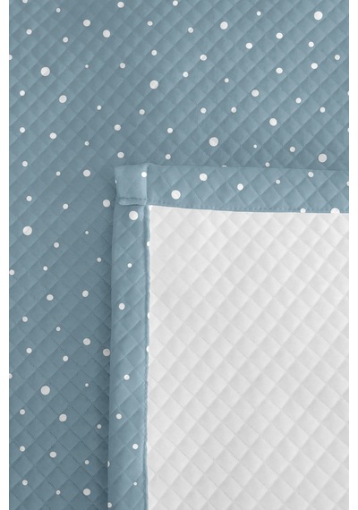 Mavi Puantiyeli Modern Genç Odası Tek Kişilik Pike Takımı-minimal 160x220cm Kapitone Yatak Örtüsü Turkuaz