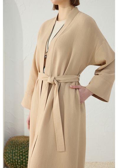 Aker Camel Kuşaklı Rahat Kalıp Sabahlık Camel Camel