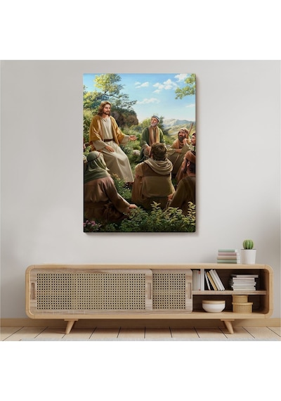 Es10 İsa Mesih Havarilerine Ders Veriyor, Hristiyan Hediye Tablosu Jesus Christ -6382 (35 x 50)