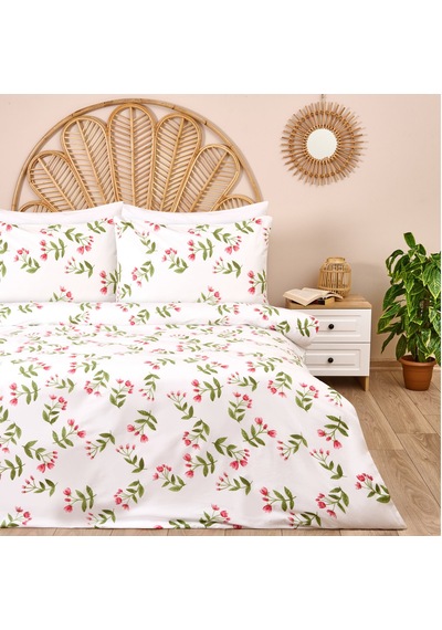 Soft Carlene Çift Kişilik Nevresim Takımı - Ekru / Yeşil Renkli