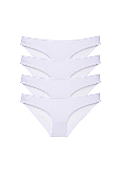 Hubrendy Tedarik 4 Adet Süper Eko Set Likralı Kadın Slip Külot Beyaz Çok Renkli
