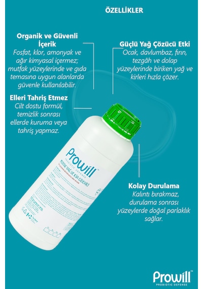 Organik Endüstriyel Mutfak Yağ Ve Kir Giderici Sprey Ağır Kimyasal Içermez 1 Litre Tekli