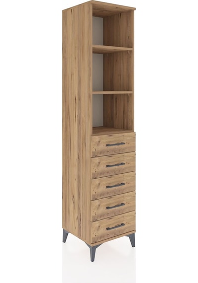 Hyperion Dolap 3 Raflı 5 Çekmeceli 44x44x195 Çam-çam Çam