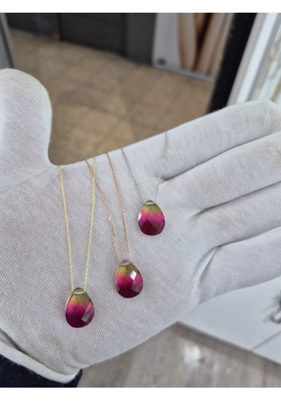 925 Ayar Papatya Silver Gökkuşağı His Taşı Kolye.rose.gold.rodaj Gümüş